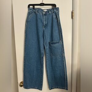 Rhinestone-Trim Cargo Jeans - Forever 21 - NEW *Never worn